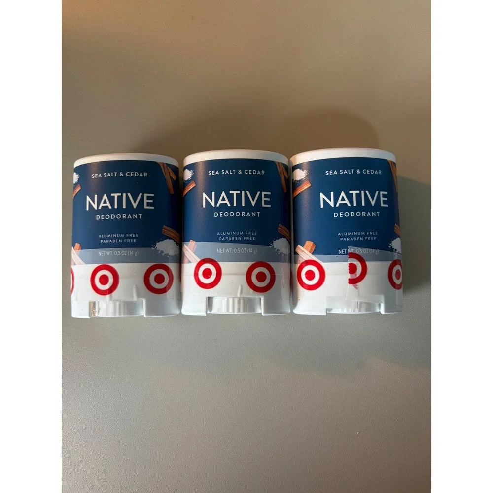 Native Sea Salt & Cedar Deodorant 0.5oz Travel Size Aluminum Free 3 Pack NEW